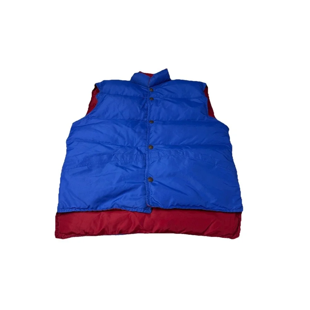 Vintage 80 Puffer Vest Mens Prime Northern Goose Down Reversible Blue red M 2h2